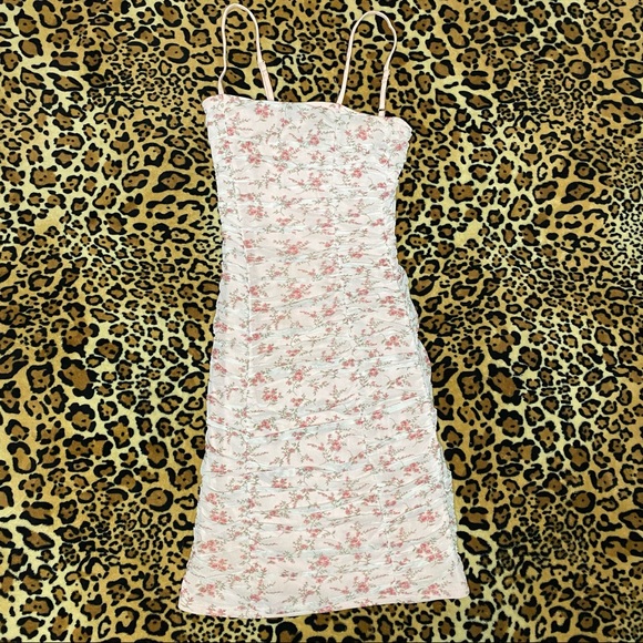 Forever 21 Mesh Ruched Floral Dress - Picture 1 of 4